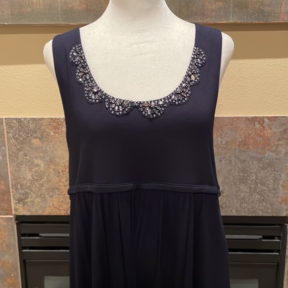 Loft Knit Navy Blue Knit Dress with Jewel Details - Picture 3 of 7